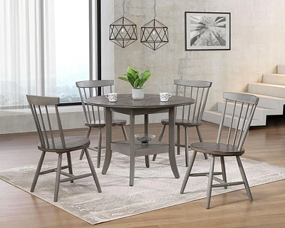 Arthur 5-Piece Drop-Leaf Dining Set, Oak/Grey