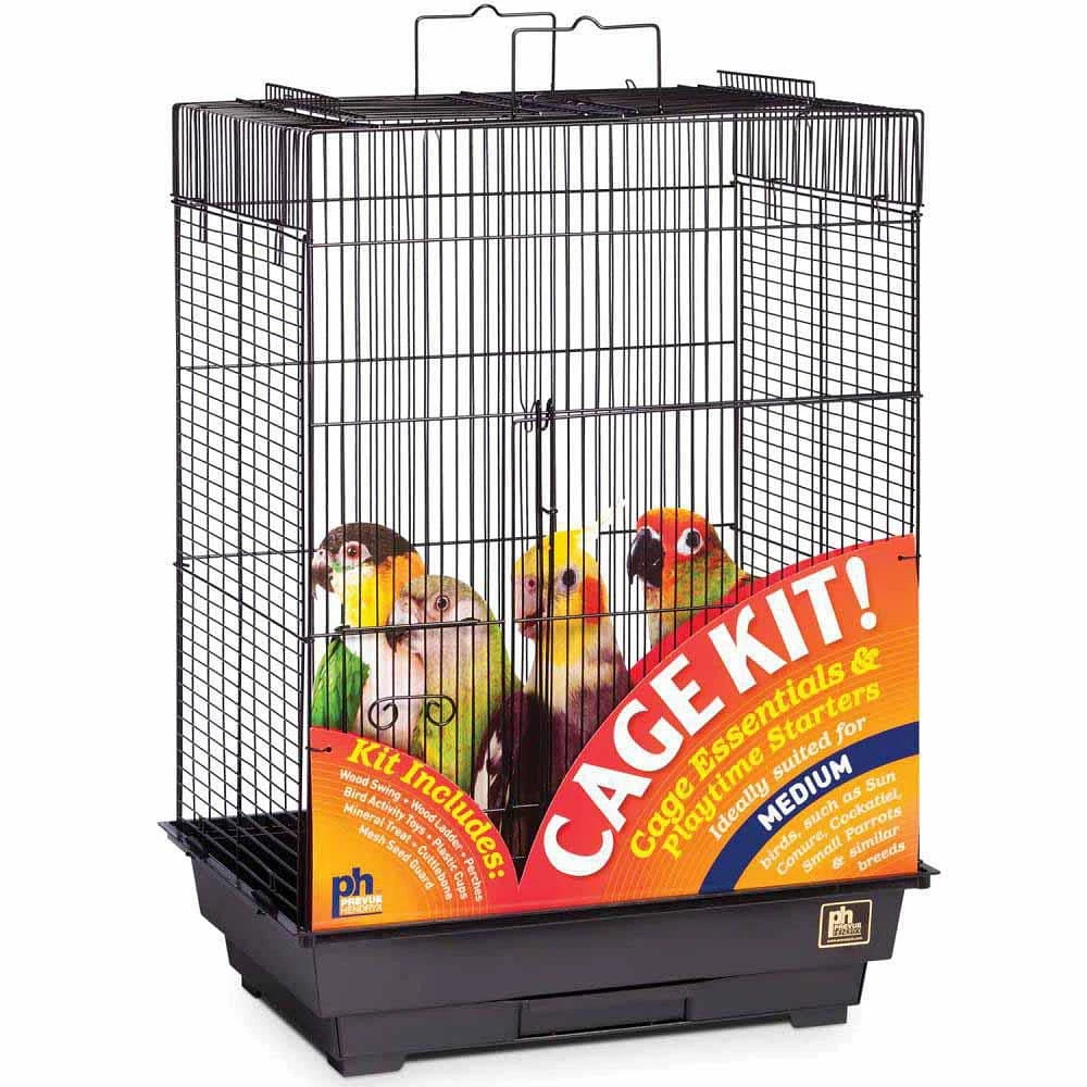 Prevue Pet Playtop Bird Cage Starter Kit Black