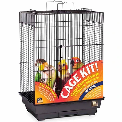 Prevue Pet Playtop Bird Cage Starter Kit Black