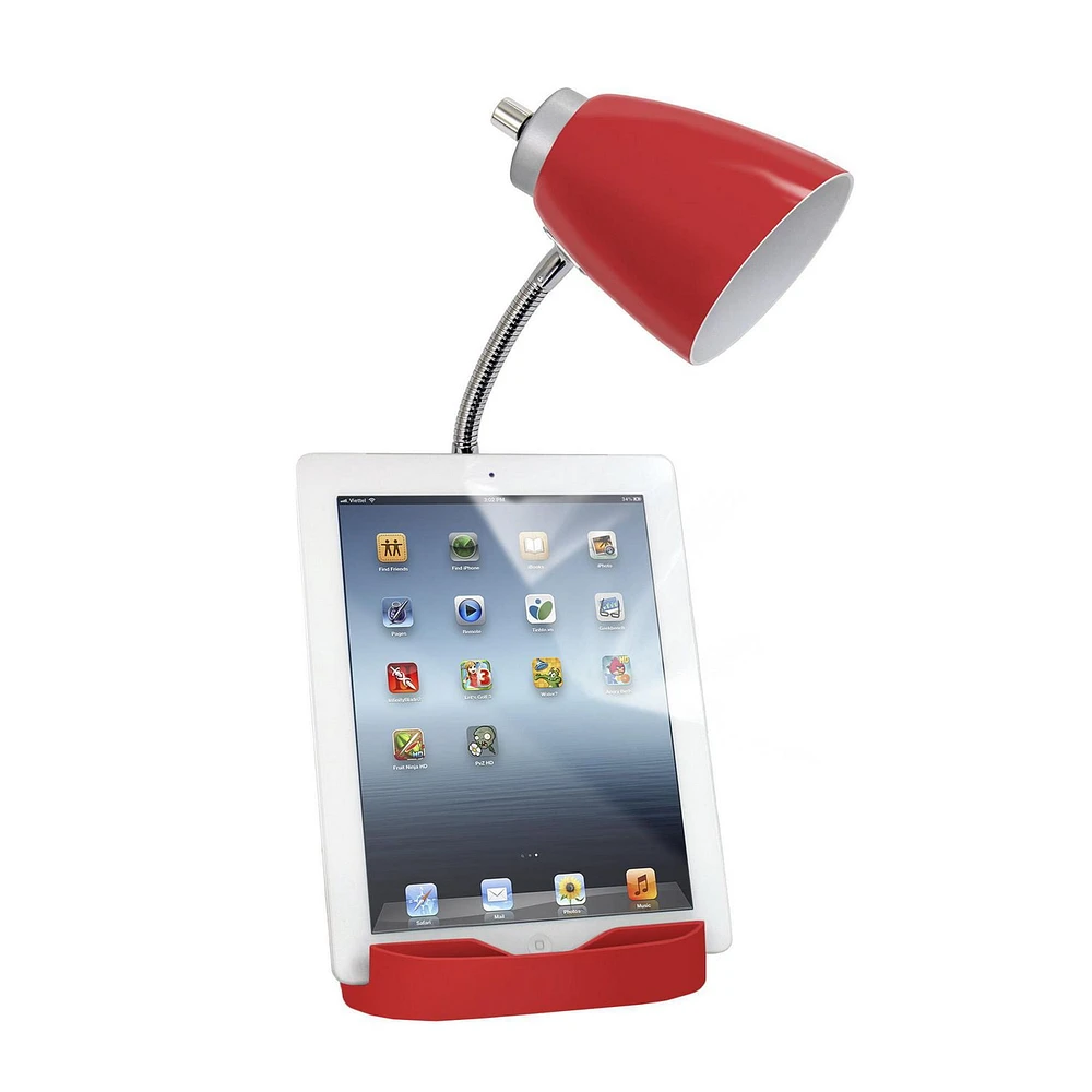 Limelights Gooseneck Organizer Desk Lamp with iPad Tablet Stand Book Holder and Charging Outlet