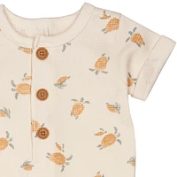 Modern Moments by Gerber - Short Sleeve Long Leg Romper - Cream Turtles