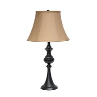 Elegant Designs Traditionally Crafted 3 Pack Lamp Set (2 Table Lamps, 1 Floor Lamp) with Tan Shades, Restoration Bronze