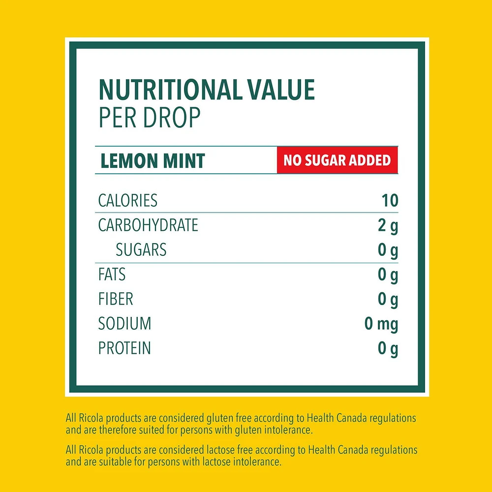 Ricola Citron menthe, 19 pastilles, Soin pour la gorge naturellement rafraîchissant (90) 19 unités