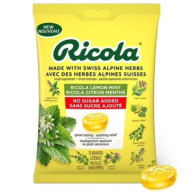 Ricola Citron menthe, 19 pastilles, Soin pour la gorge naturellement rafraîchissant (90) 19 unités