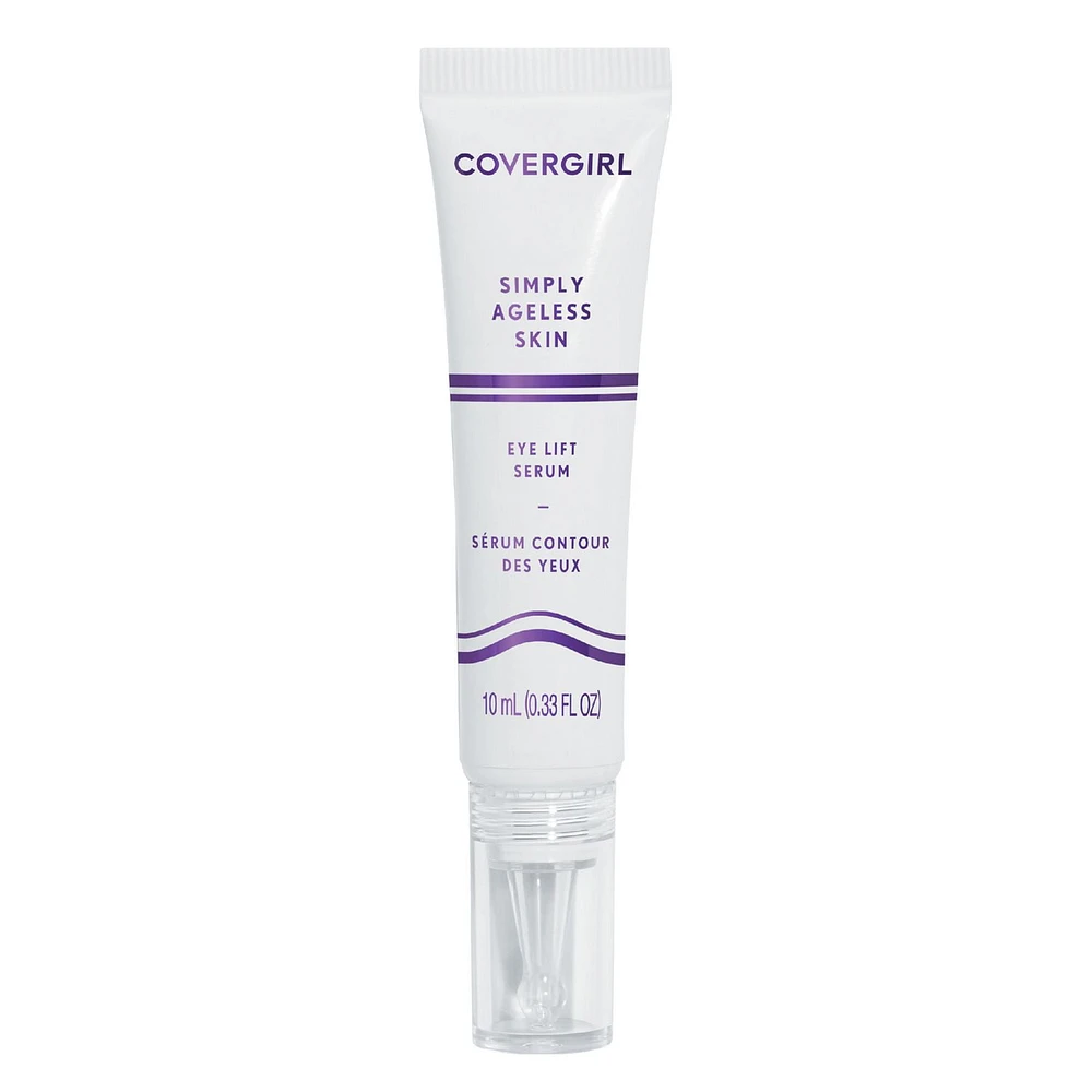 COVERGIRL Simply Ageless Eye Lift Serum, reduces the appearance of fine lines, wrinkles and puffiness, tighter skin, doesn't crack, 100% Cruelty-Free, Eye lifting serum.