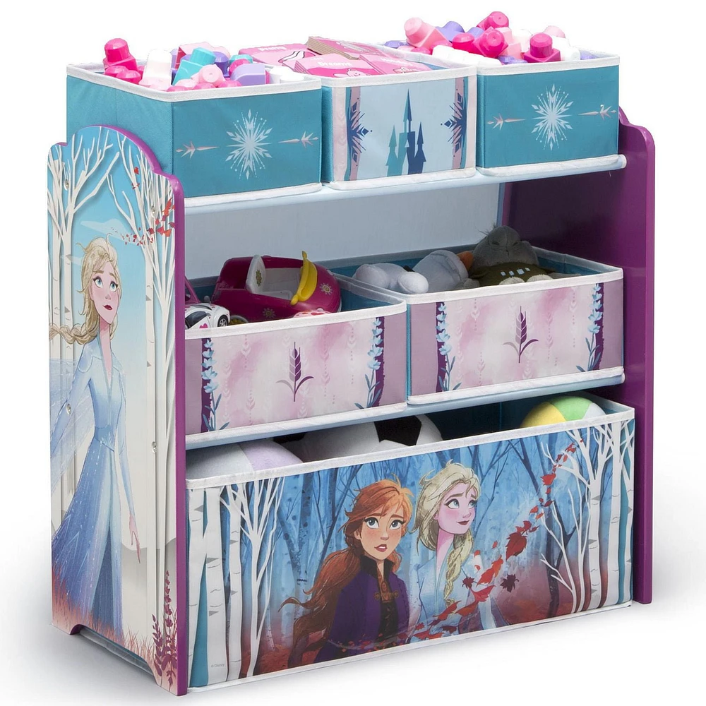 Solution pour salle de jeux de le Reine des Neiges II 4 pièces par Delta Children - L'ensemble comprend une table et 2 chaises et un organisateur de jouets à 6 bacs