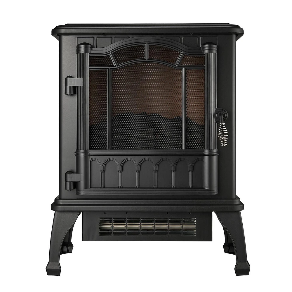 Mainstays Black 1500w 2-Setting 3D Electric Stove Heater with Life-like Flame, electric stove heater