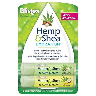 Blistex® Hemp & Shea 2pk Lip Moisturizer, 2 Sticks Net Wt. 4.25 g each