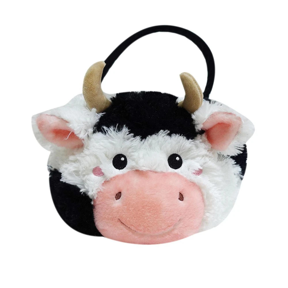 Way To Celebrate Easter Plush 10.5inch Easter Fur Cow Basket