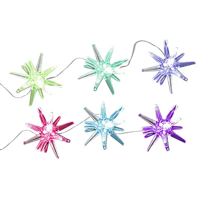 Holiday Time BO 15 LED Crystal Star Lights, 15 LED RGB lights, 15 crystals