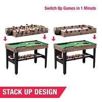 48 in. Combo Game Table, Air Hockey, Foosball and Billiards, Multi Game Table by MD Sports, Air Powered Hockey, Foosball and Billiards