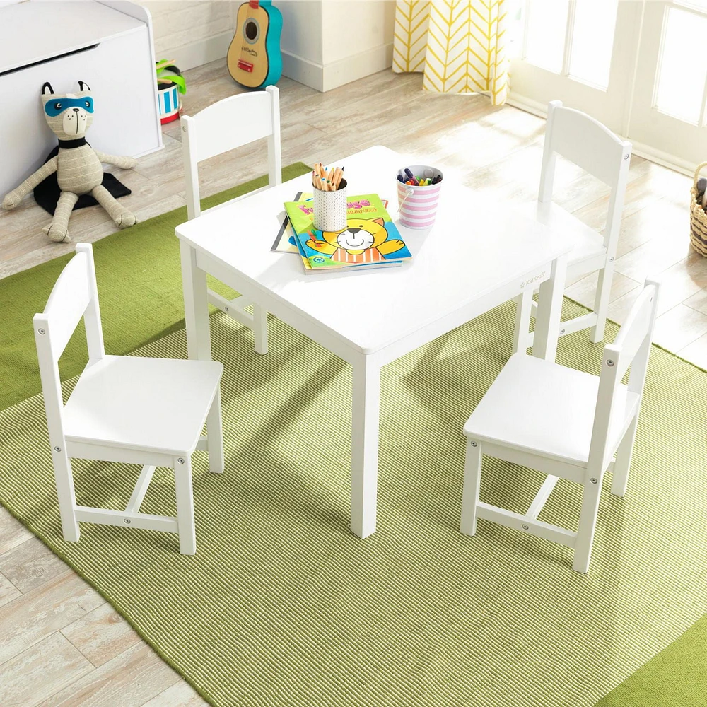 KidKraft Farmhouse Table & 4 Chairs Set - White