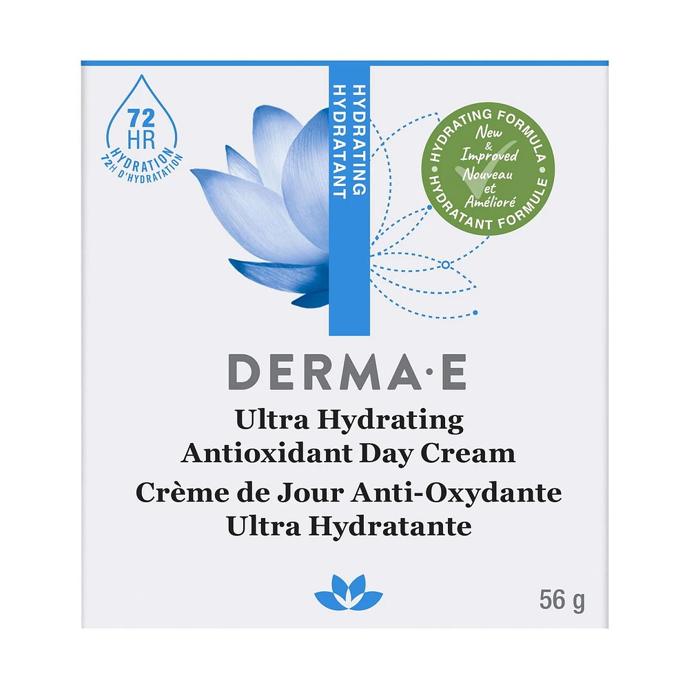 DERMA E Ultra Hydrating Antioxidant Moisturizing Day Cream, Vegan Skin Care, 2 oz, This ultra hydrating thoroughly moisturizes to reduce the look of wrinkles.