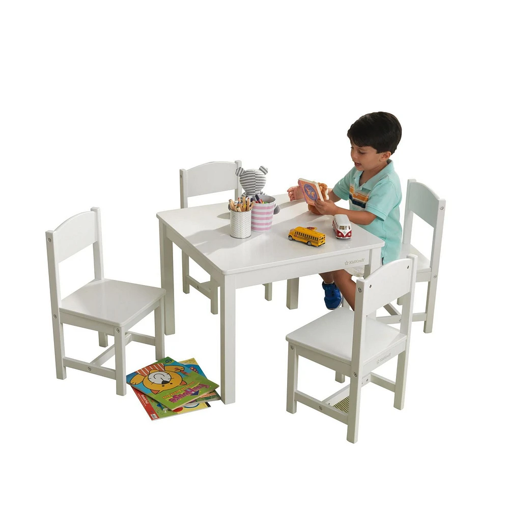 KidKraft Farmhouse Table & 4 Chairs Set - White