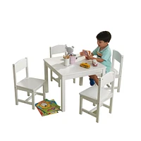 KidKraft Farmhouse Table & 4 Chairs Set - White