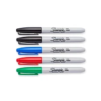 Sharpie Permanent Markers, Fine Point, Assorted Colours, 5 count