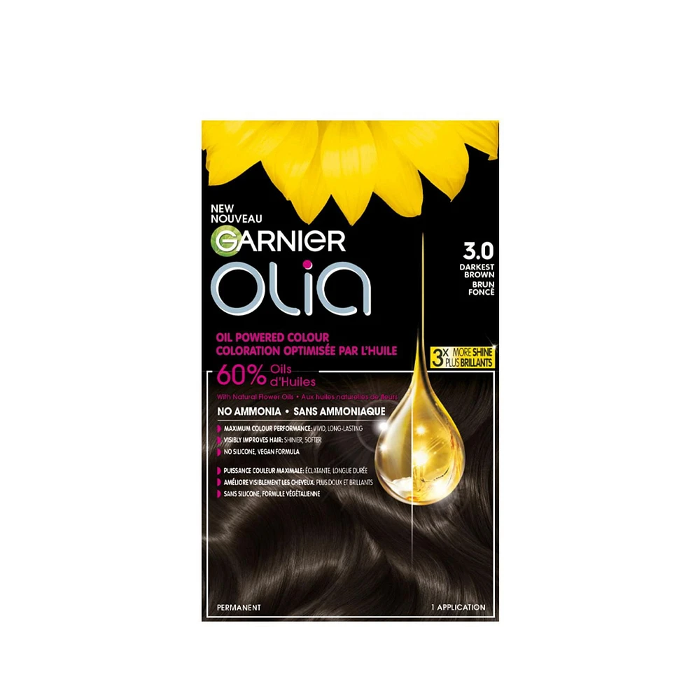 Garnier Olia Ammonia Free Permanent Hair Dye, Ammonia Free, 100% Grey Coverage, 1 pack