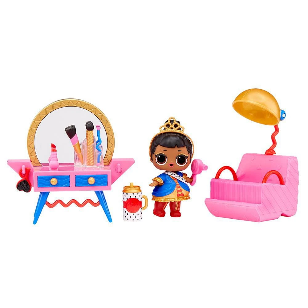 LOL Surprise OMG House of Surprises Beauty Booth Playset with Her Majesty Collectible Doll