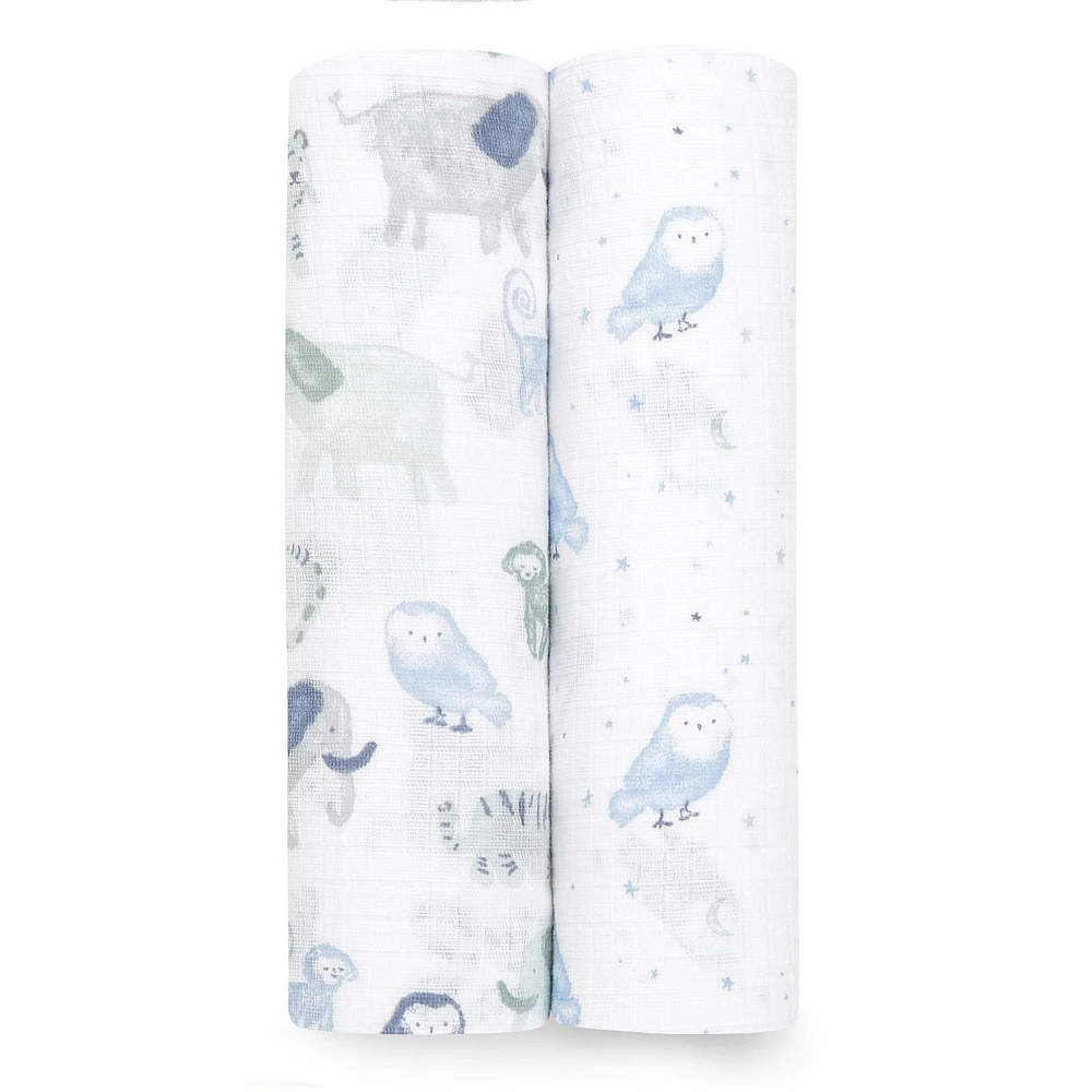 Aden + Anais™ Essentials 2-Pack Swaddles - Cotton Muslin - Time to Dream, Swaddles