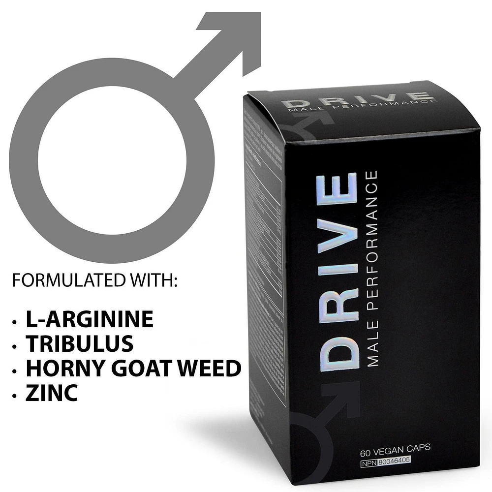 DRIVE Male Performance + Testosterone Enhancer Veggie Capsules, 60 Veggie capsules