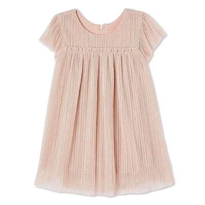 George Baby Girls' Pleated Mesh Dress, Sizes 0-24 months