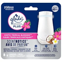 Glade Plugins® Plus Air Freshener Oil, Exotic Tropical Blossoms, 1 Warmer 1 Refill