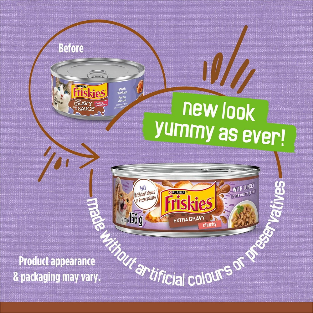 Friskies Extra Gravy Chunky Turkey, Wet Cat Food 156g, 156 g