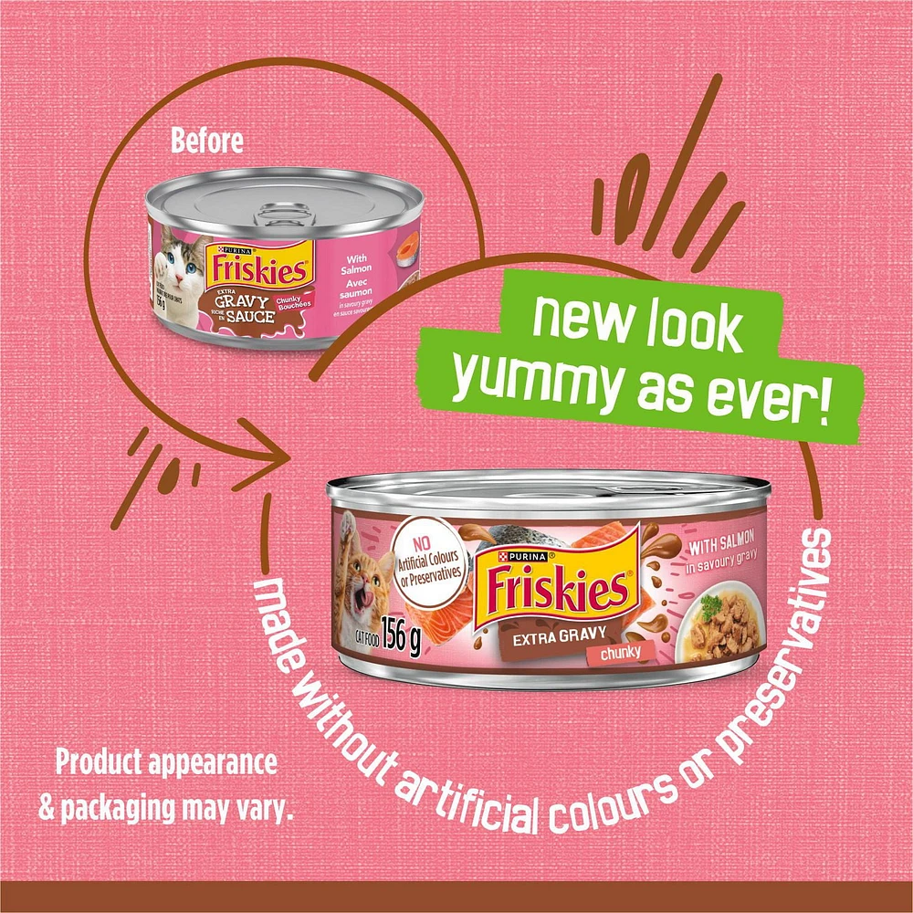 Friskies Riche en Sauce Bouchées avec Saumon en Sauce Savoureuse Nourriture pour Chats 156g