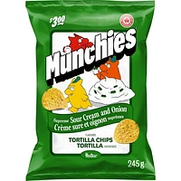 Munchies Supreme Sour Cream and Onion Flavoured Tortilla Chips, 245 g.