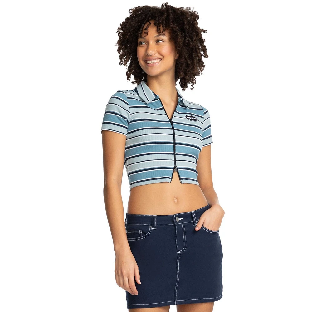 AIRWALK 2X2 RIB CROPPED ZIP TEE