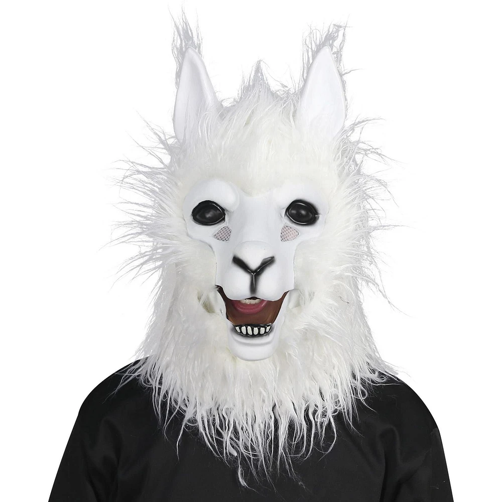 Way to Celebrate Adult Unisex Halloween Animalistic White Alpaca Mask Costume Accessory