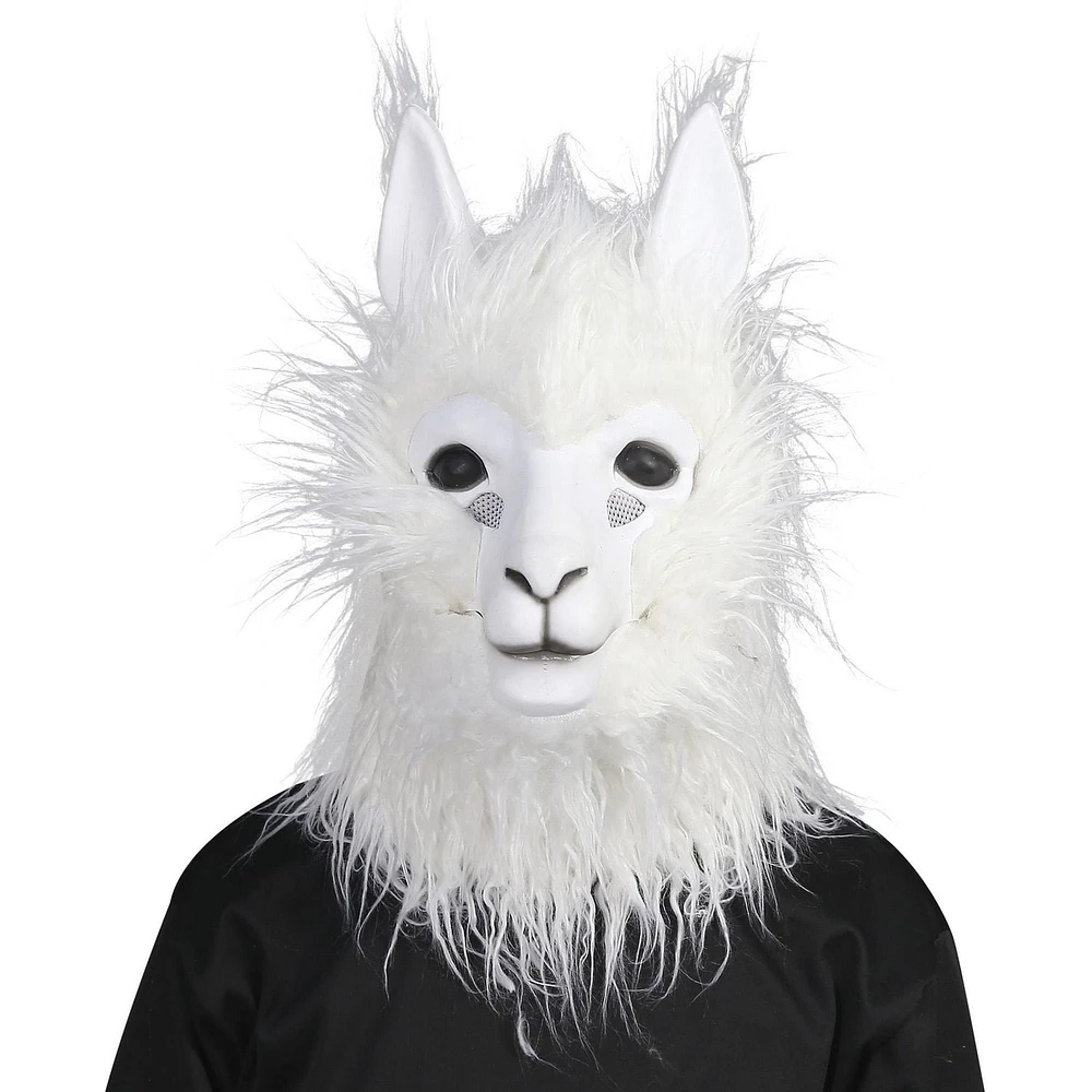 Way to Celebrate Adult Unisex Halloween Animalistic White Alpaca Mask Costume Accessory