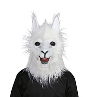 Way to Celebrate Adult Unisex Halloween Animalistic White Alpaca Mask Costume Accessory