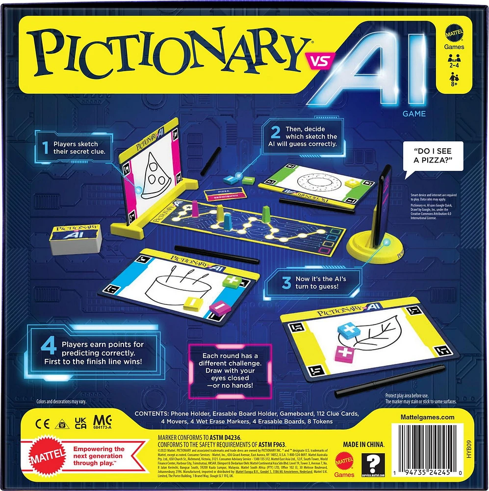 Pictionary Vs. AI Family Game for Kids and Adults and Game Night Using Artificial Intelligence, Mattel Games