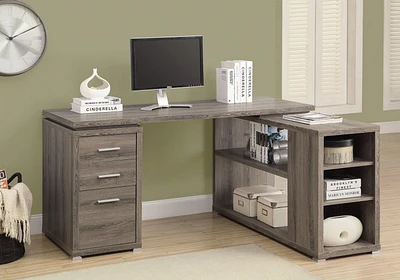 Monarch Specialties Computer Desk, Home Office, Corner, Left, Right Set-up, Storage Drawers, L Shape, Work, Laptop, Laminate, Brown, Contemporary, Modern