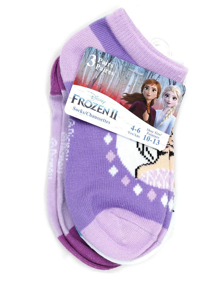 Paquets de trois chaussettes imprimées pour les filles de Frozen 2 Taille 10-13