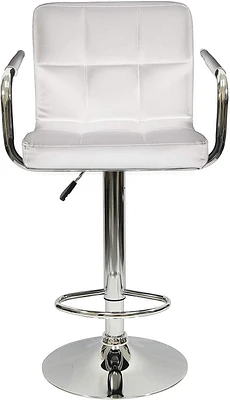 Nicer Furniture Hexagrid Hydraulic Bar Stool with Arms in White