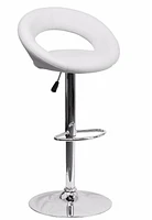 Nicer Furniture Mooncut PU Swivel Height Adjustable Bar Stool in White