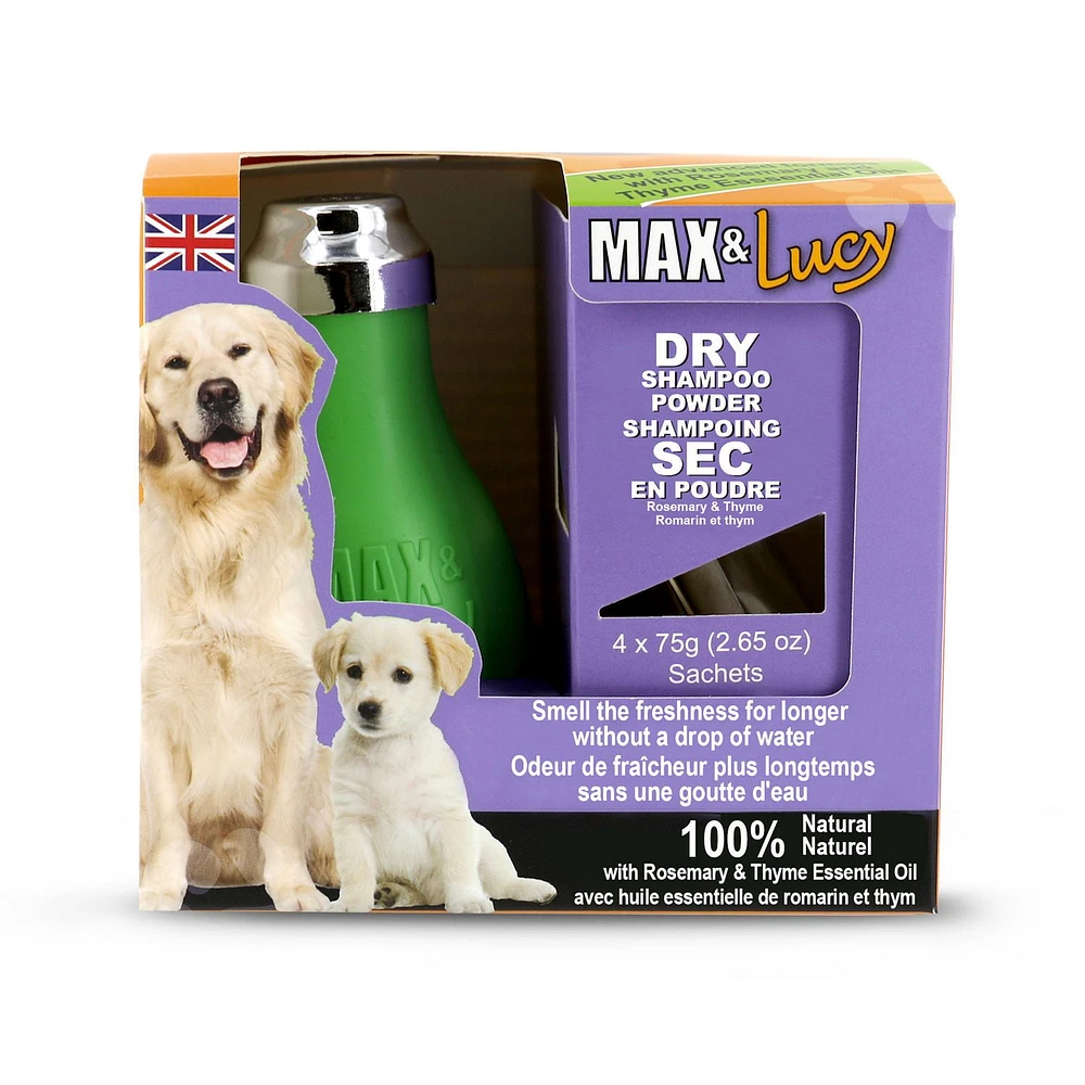 Max & Lucy Dry Dog Shampoo Bulb, 4 x 75g sachets - Rosemary & Thyme