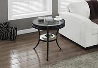 Monarch Specialties Accent Table, Side, End, Nightstand, Lamp, Round, Living Room, Bedroom, Clear Tempered Glass, Black Metal, Transitional