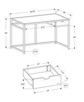 Monarch Specialties Computer Desk, Home Office, Laptop, Storage Drawer, 42"l, Work, Metal, Laminate, Brown, Black, Contemporary, Modern