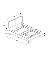 Monarch Specialties Bed, Twin Size, Platform, Bedroom, Frame, Upholstered, Pu Leather Look, Wood Legs, White, Transitional