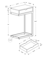 Monarch Specialties Accent Table, C-shaped, End, Side, Snack, Storage Drawer, Living Room, Bedroom, Metal, Laminate, Glossy White, Chrome, Contemporary, Modern