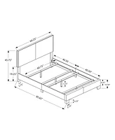 Monarch Specialties Bed, Queen Size, Platform, Bedroom, Frame, Upholstered, Pu Leather Look, Wood Legs, White, Transitional