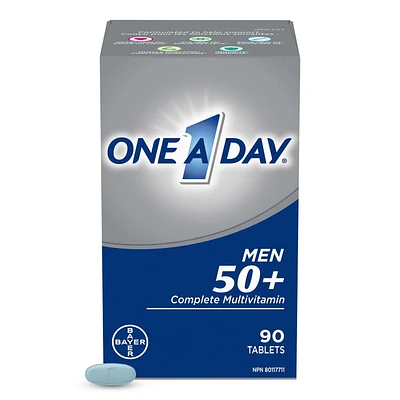 Multivitamines One A Day pour hommes de 50 ans et plus – Vitamines quotidiennes pour hommes contenant des vitamines A, B, C, D et E, du calcium, du sélénium, du magnésium et du zinc 90 comprimés