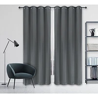 Safdie & Co. Curtain 2PK 84L Total Blackout Charcoal