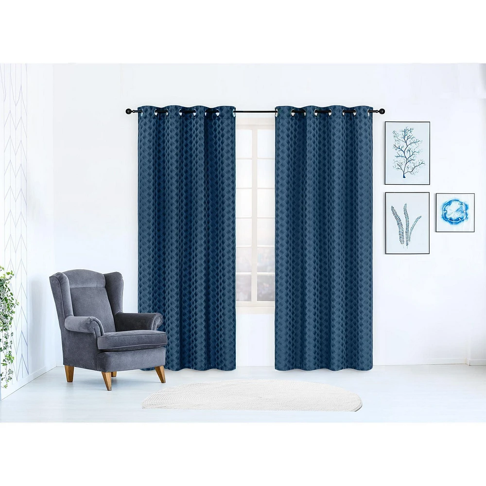 Safdie & Co. Curtain 84L Jacquard Brayden Navy