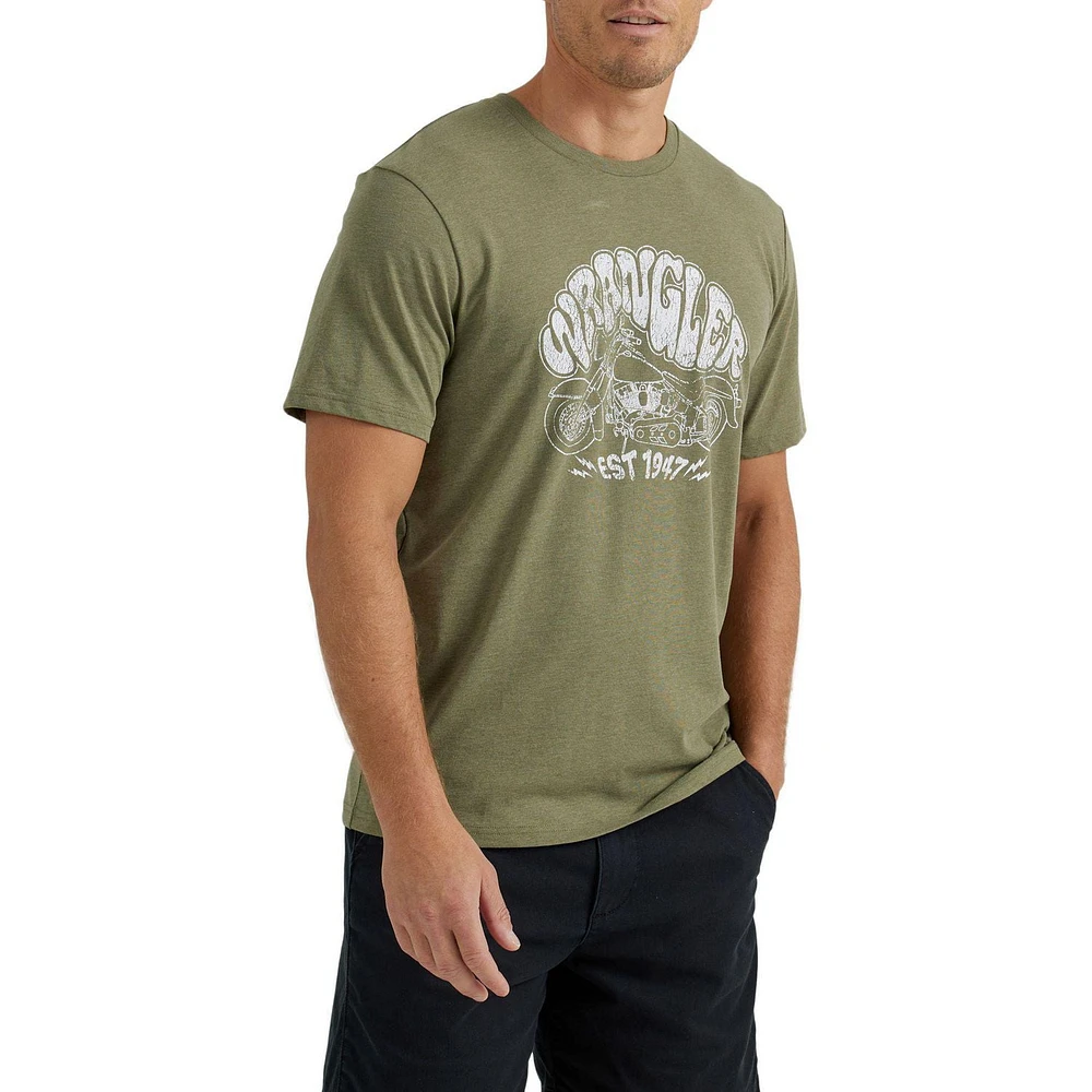 Men's Graphic SS Tee- Deep Lichen Green Motorcycle