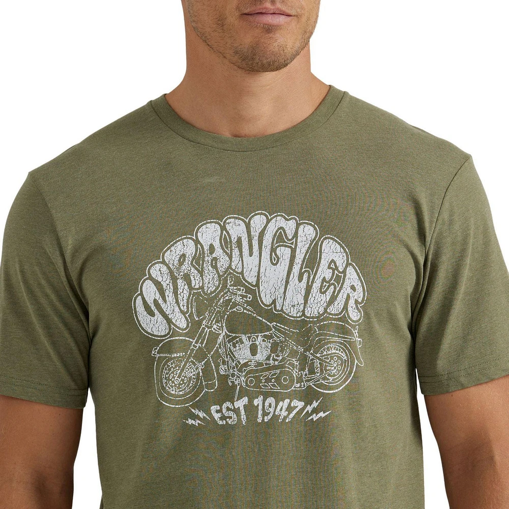 Men's Graphic SS Tee- Deep Lichen Green Motorcycle