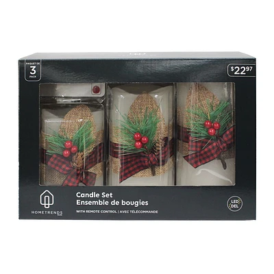 Hometrends ensemble de bougies DEL, paquet de 3